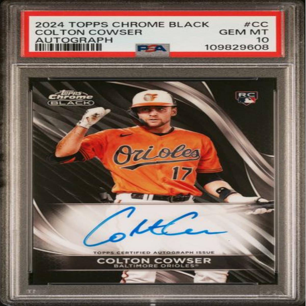 Graded 2024 Topps Chrome Black Colton Cowser #CC Autograph Rookie RC Baseball Card PSA 10 Gem Mint