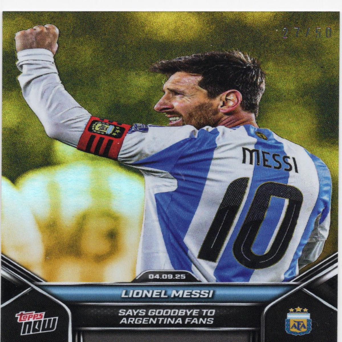 2025 Topps Now Lionel Messi #002 Gold /50 Argentina Soccer Card