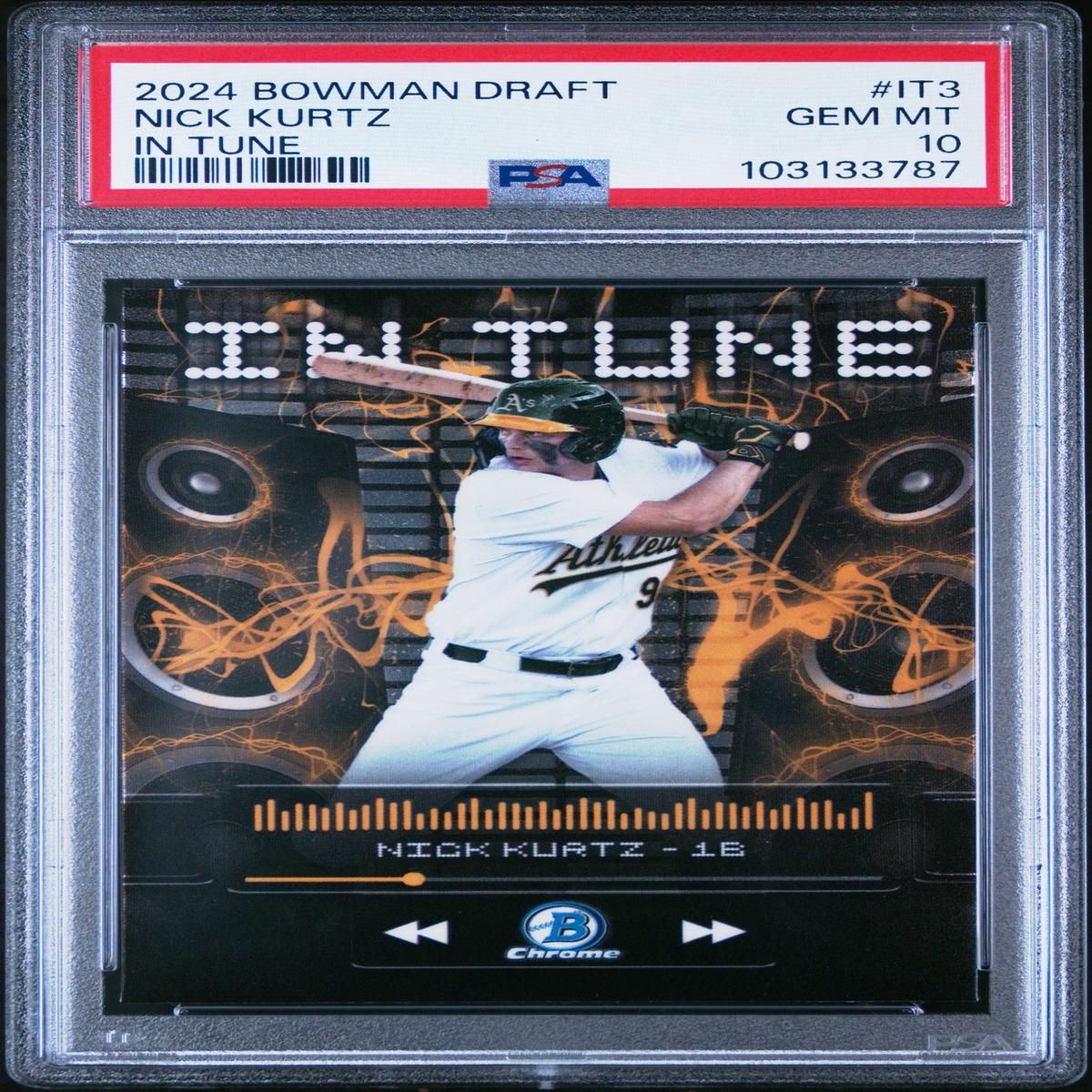 Graded 2024 Topps Bowman Draft Nick Kurtz #IT3 In Tune Rookie RC Baseball Card PSA 10 Gem Mint