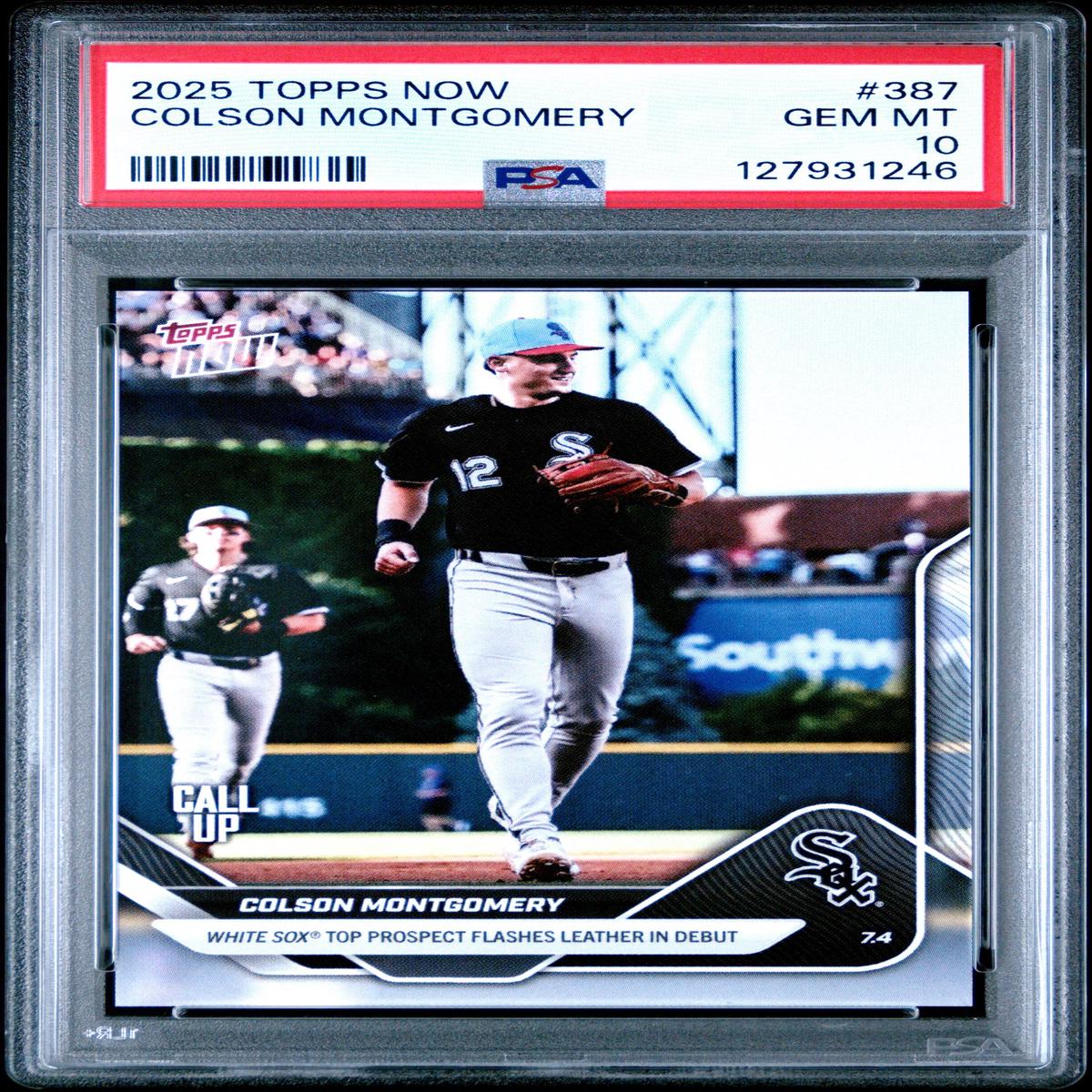 Graded 2025 Topps Now Colson Montgomery #387 Rookie RC Baseball Card PSA 10 Gem Mint