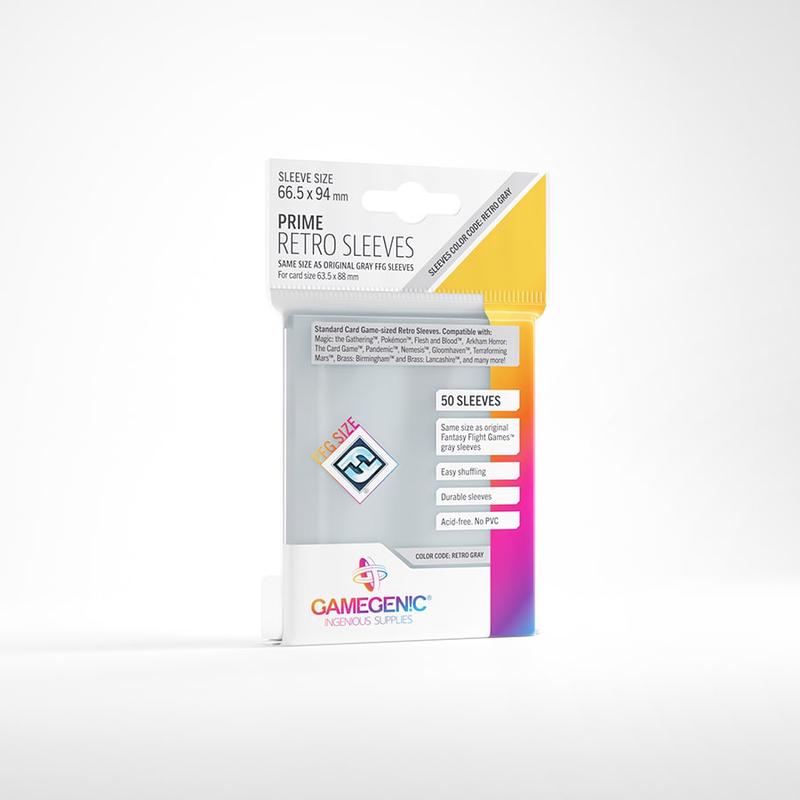 Gamegenic - Prime Retro Sleeves 50-Pieces 66.5 mm x 94 mm - Retro Grey