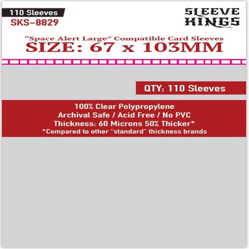 Sleeve Kings - Space Alert Large Compatible Board Game Card Sleeves 110-Pieces 67 mm x 103 mm Size - Clear