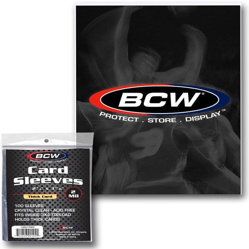 BCW - Deck Protectors Thick Card Sleeves 100-Pieces 2 3/4 inch x 3 3/4 inch Size - Clear