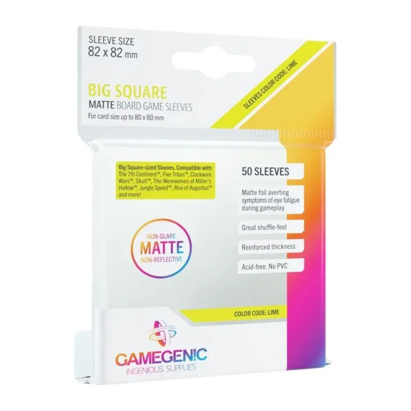 Gamegenic Matte Board Game Sleeves - Size Code LIME - Big Square Sized/Werewolves/Jungle Speed (82mm x 82mm)