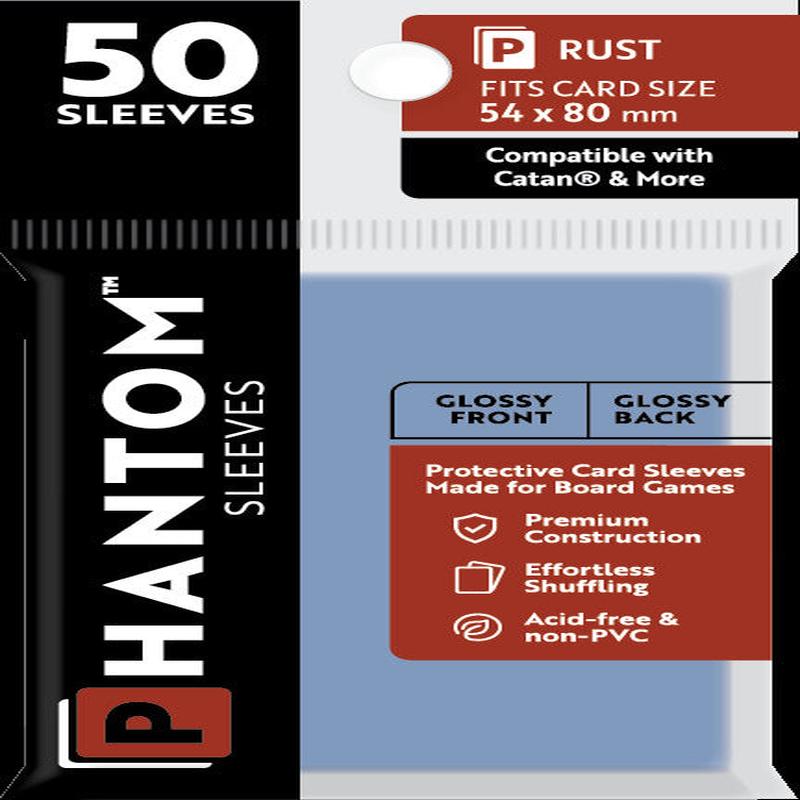 Phantom Sleeves - Gloss Front/Gloss Back Rust Card Sleeves 50-Pieces 54 mm x 80 mm - Clear