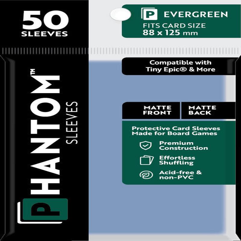 Phantom Sleeves - Matte Front/Matte Back Evergreen Card Sleeves 50-Pieces 88 mm x 125 mm - Clear