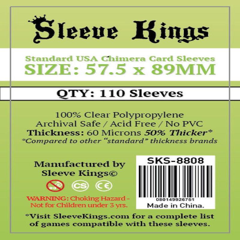 Sleeve Kings - Chimera Standard USA Board Game Card Sleeves 110-Pieces 57.5 mm x 89 mm Size - Clear