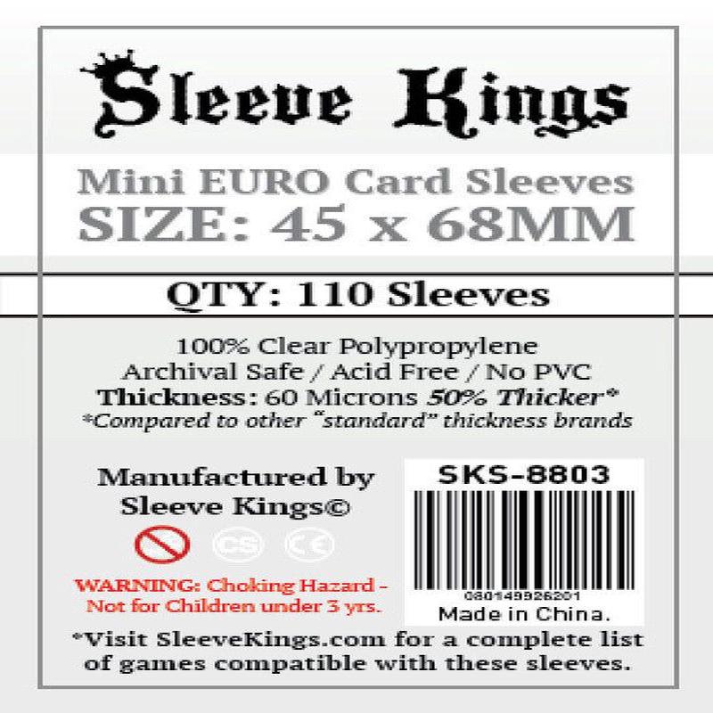Sleeve Kings - Mini Euro Board Game Card Sleeves 110-Pieces 45 mm x 68 mm Size - Clear