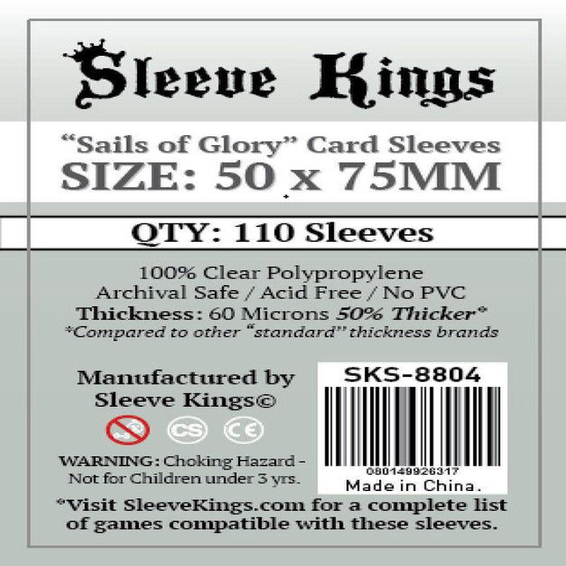 Sleeve Kings - Sails of Glory Board Game Card Sleeves 110-Pieces 50 mm x 75 mm Size - Clear