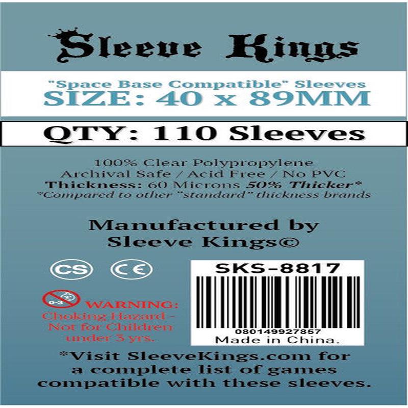 Sleeve Kings - Space Base Compatible Board Game Card Sleeves 110-Pieces 40 mm x 89 mm Size - Clear
