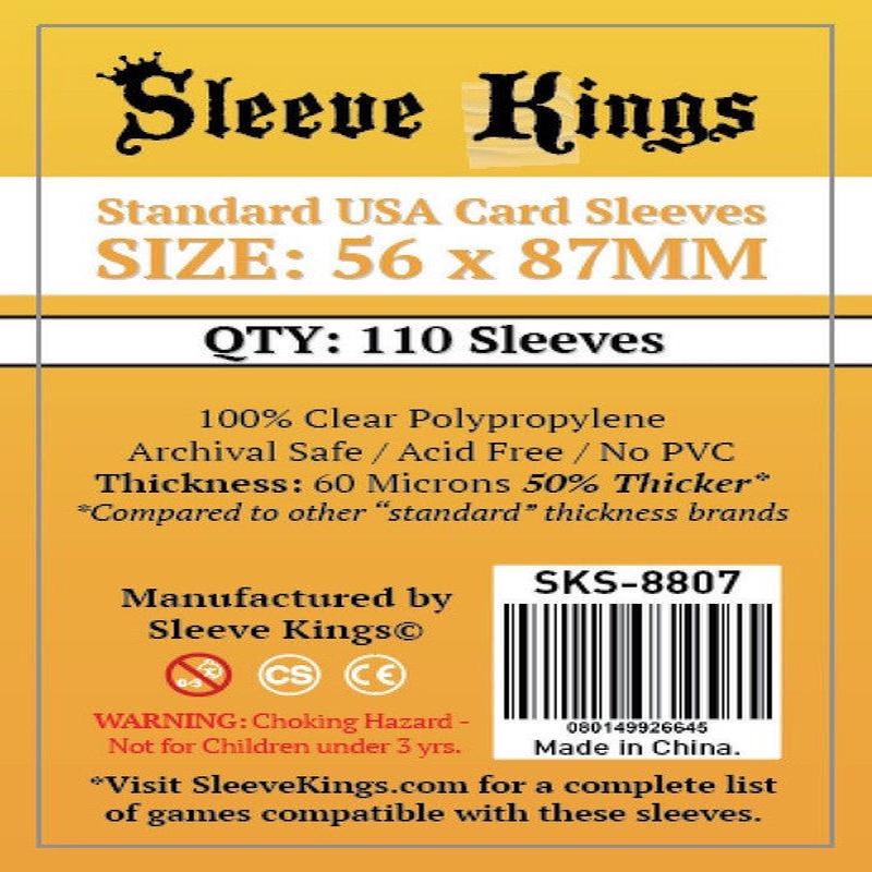 Sleeve Kings - Standard USA Board Game Card Sleeves 110-Pieces 56 mm x 87 mm Size - Clear
