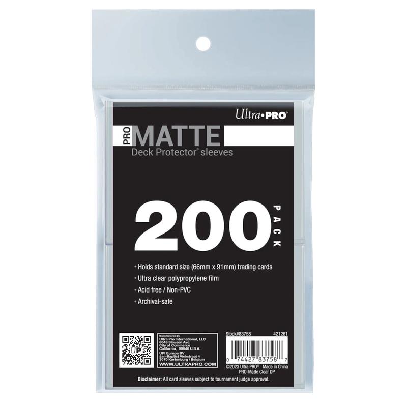 Ultra Pro - UP83758 PRO-Matte Standard Deck Protector Sleeves Bundle 200-Piece - Clear