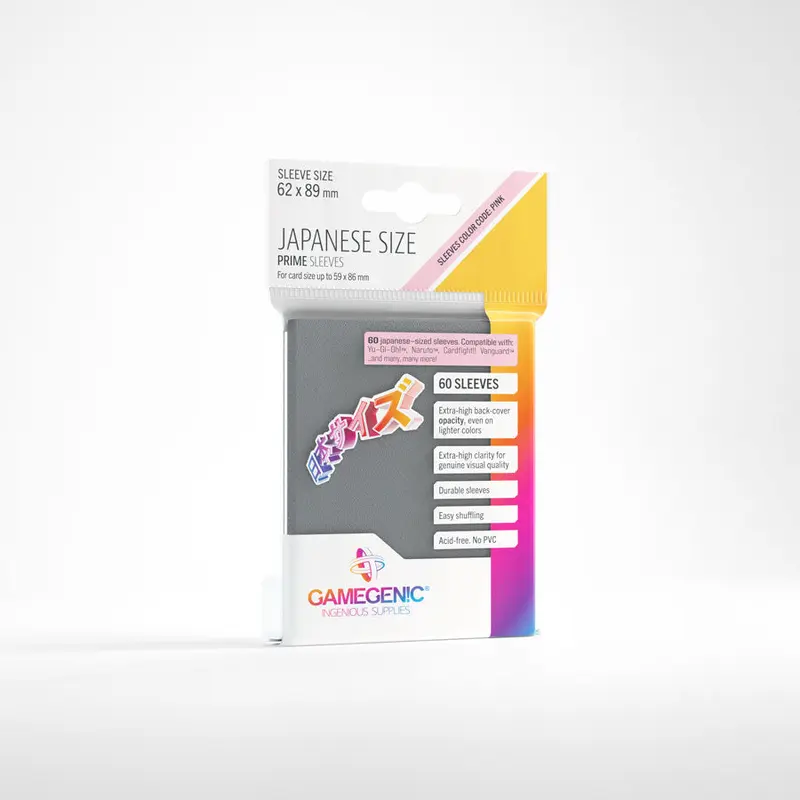 Gamegenic - Japanese Sized Prime Sleeves 60-Pieces 62 mm x 89 mm - Dark Gray