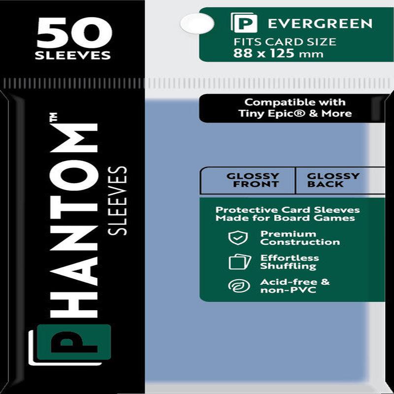 Phantom Sleeves - Gloss Front/Gloss Back Evergreen Card Sleeves 50-Pieces 88 mm x 125 mm Size - Clear