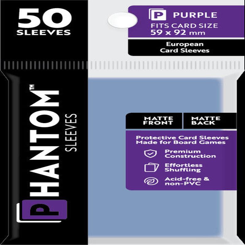 Phantom Sleeves - Matte Front/Matte Back Purple Card Sleeves 50-Pieces 59 mm x 92 mm - Clear