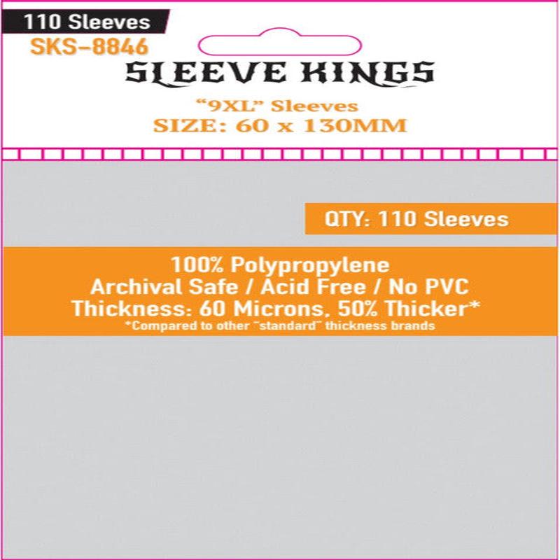 Sleeve Kings - 9XL Board Game Card Sleeves 110-Pieces 60 mm x 130 mm Size - Clear