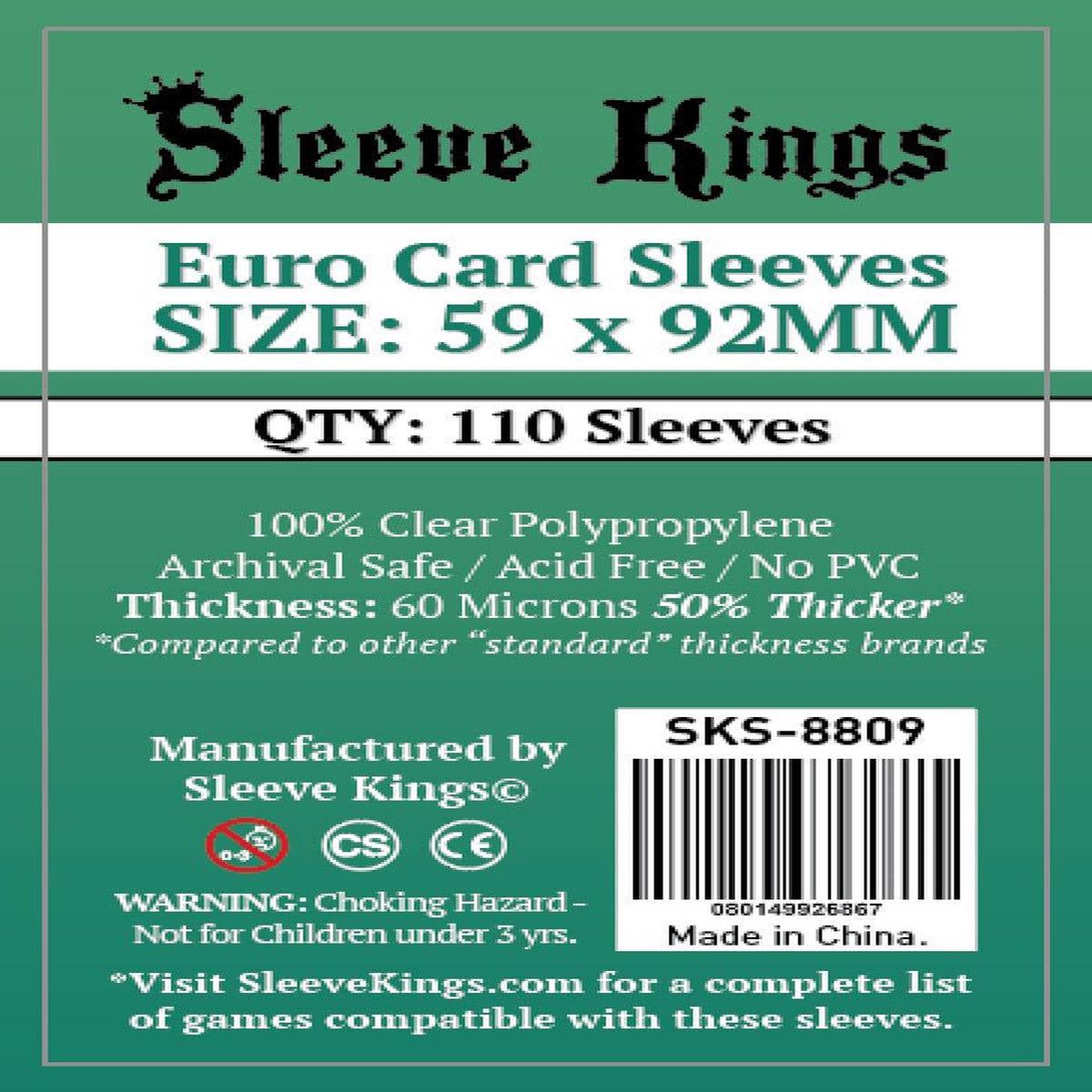Sleeve Kings Euro Board Game Sleeves 110-Piece Set 59mm x 92mm
