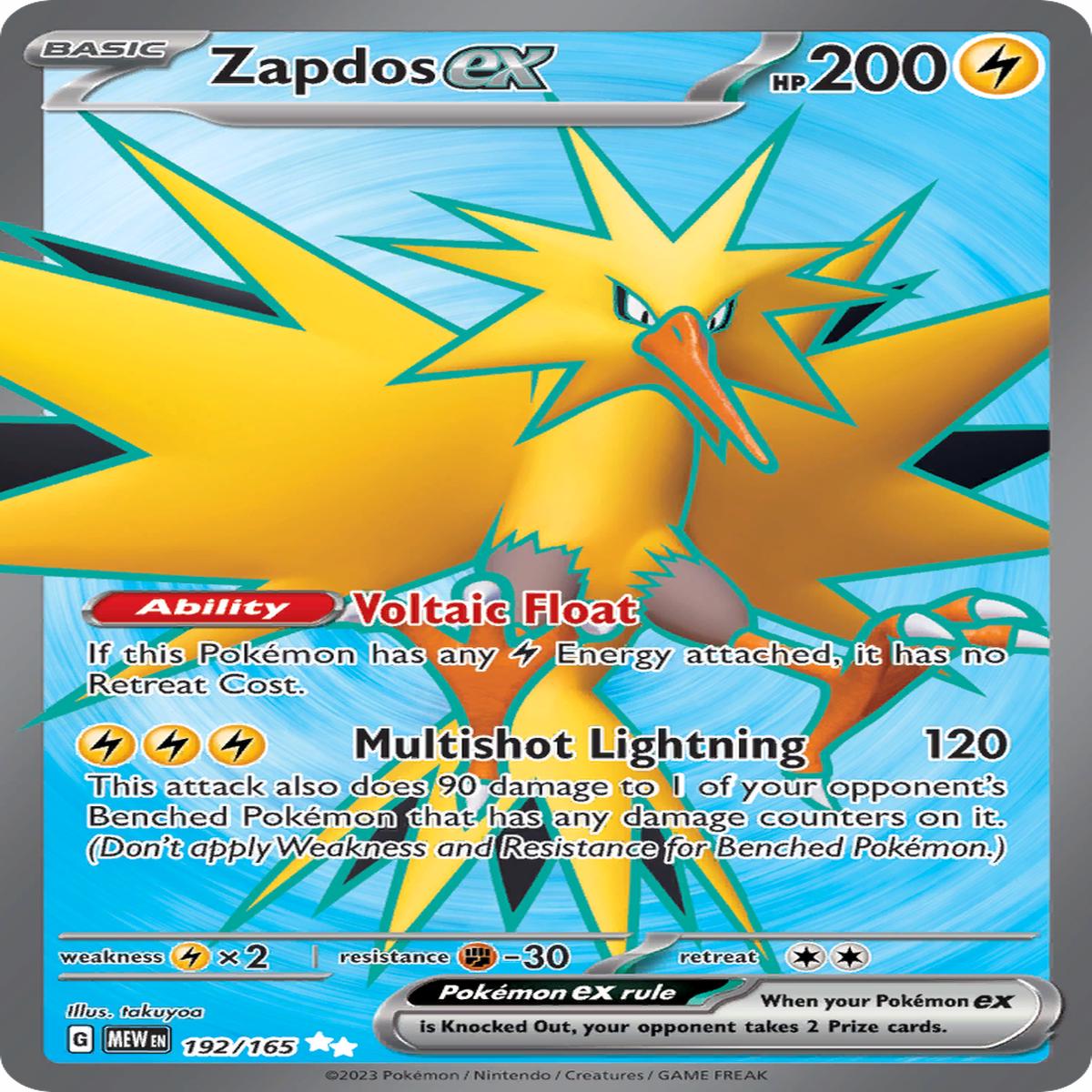 Zapdos ex - 192/165 - SV: Scarlet & Violet 151 (MEW) - Ultra Rare