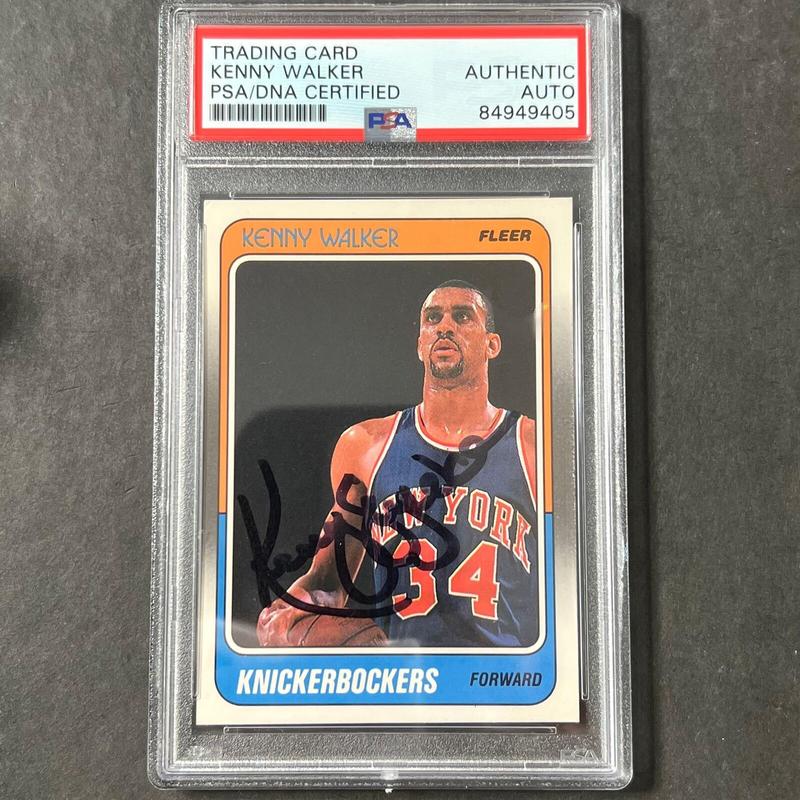 1988-89 Fleer #83 Kenny Walker Signed Card AUTO PSA Slabbed Knicks