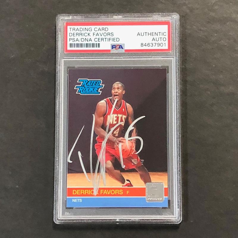 2010-11 Donruss Rated Rookie #230 Derrick Favors Signed Card AUTO PSA Slabbed Ne