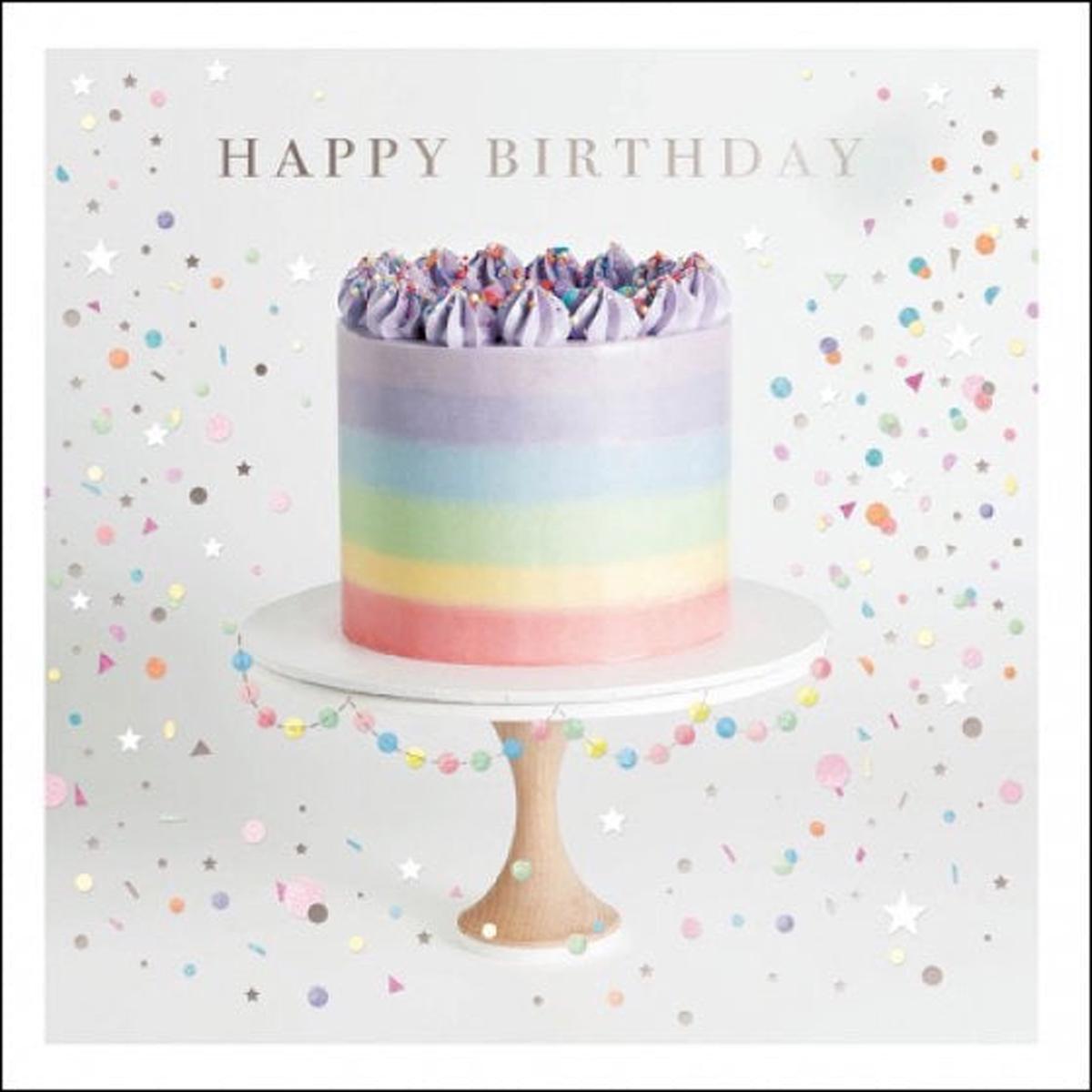 Birthday Greeting Card - Open - Burst of Rainbow