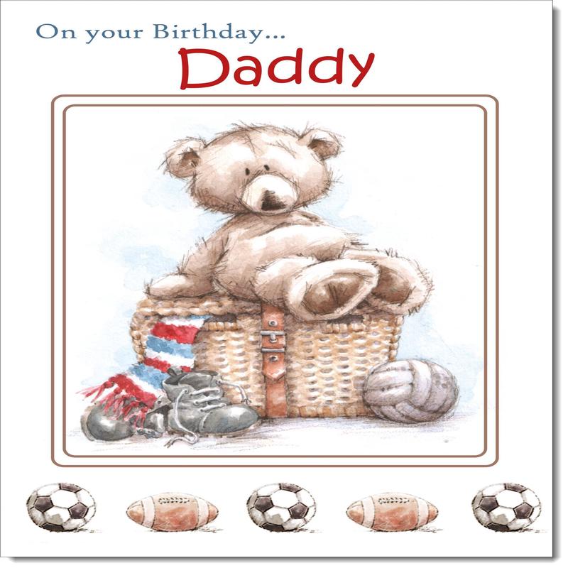 Daddy Birthday Card Cute Bear Sport