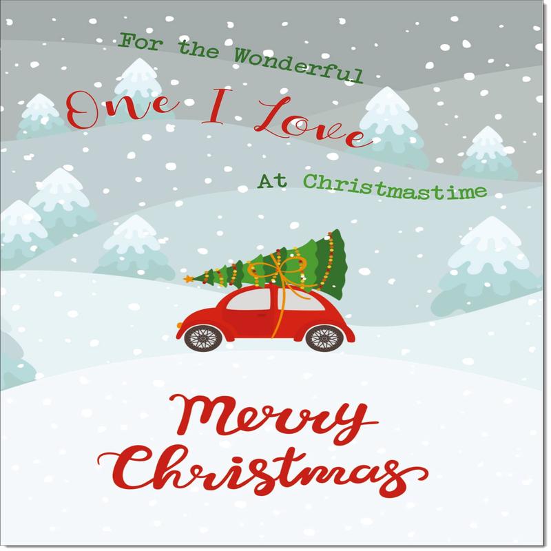 One I Love Christmas Card Christmas Tree on Car