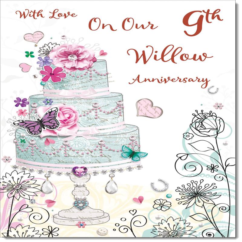Our Willow 9th Wedding Anniversary Card Wedding Cake