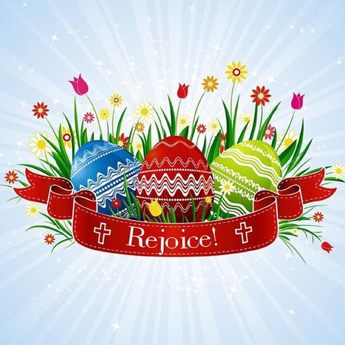 Open Easter Card - "Rejoice" Square Card*