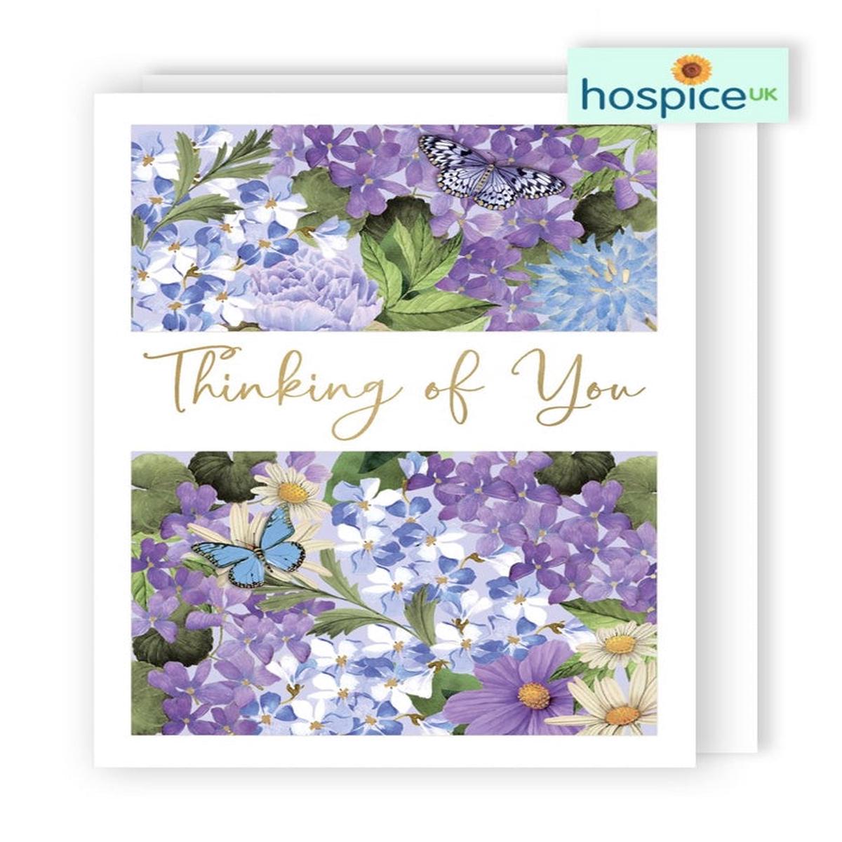 Pansies, hydrangeas and butterflies - Thinking of You Card*