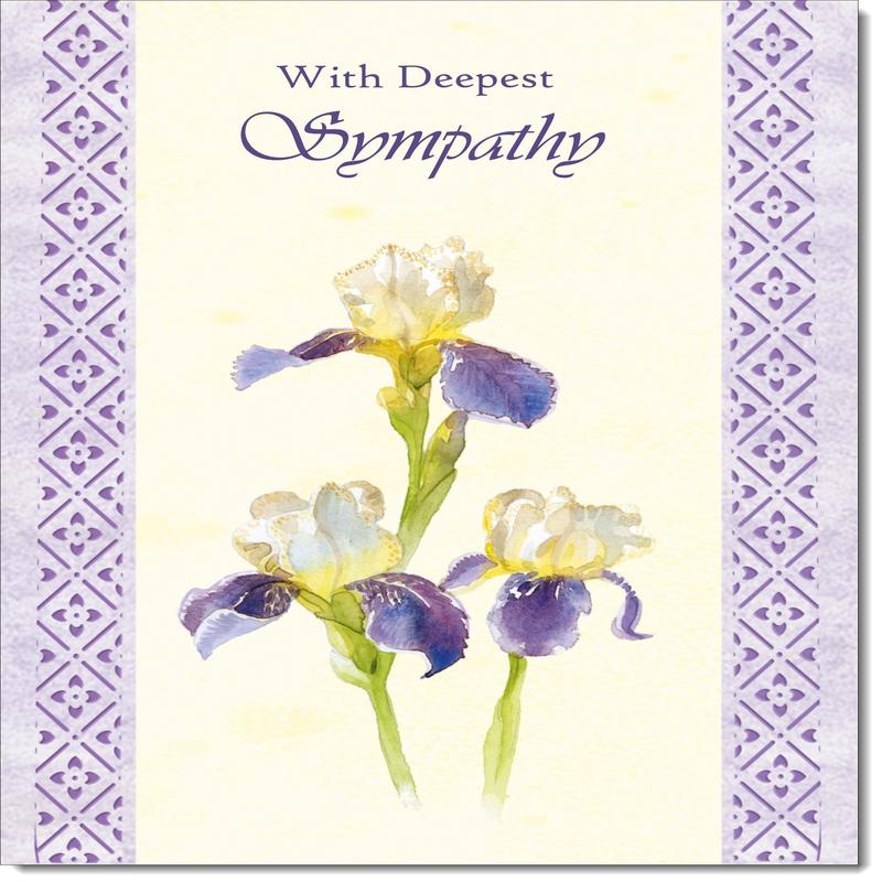 Sympathy Condolence Bereavement Card Iris Flowers