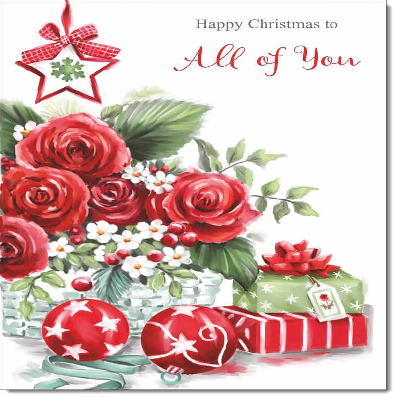 To All Of You Christmas Card Red Christmas Roses