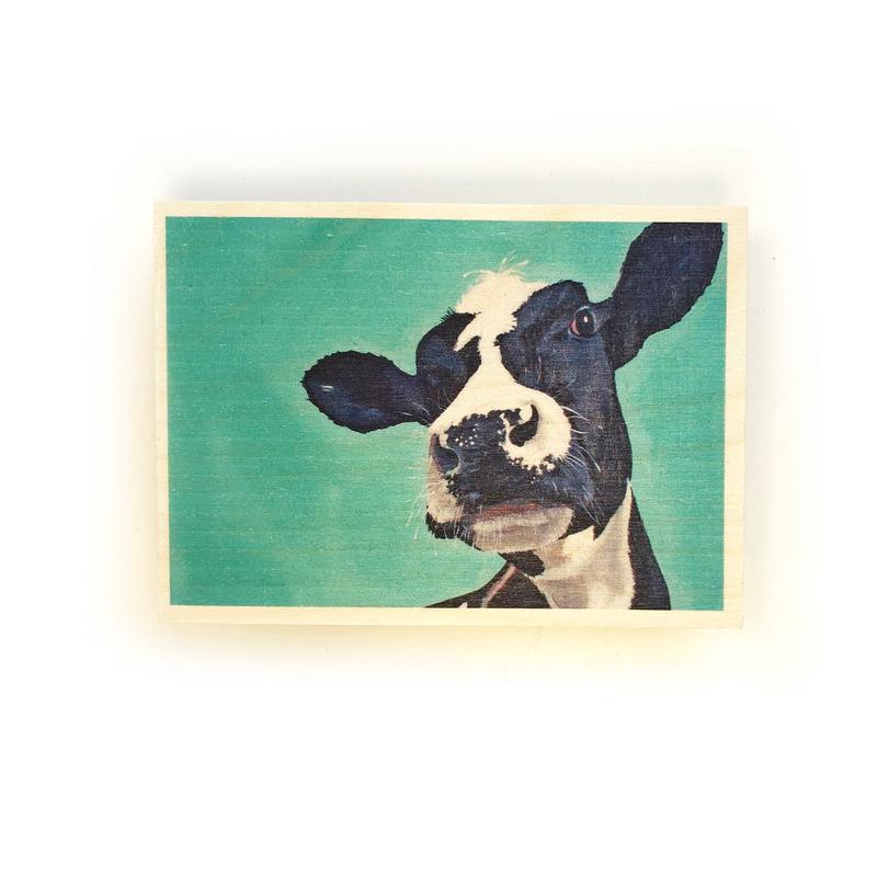 Wooden postcard - cow