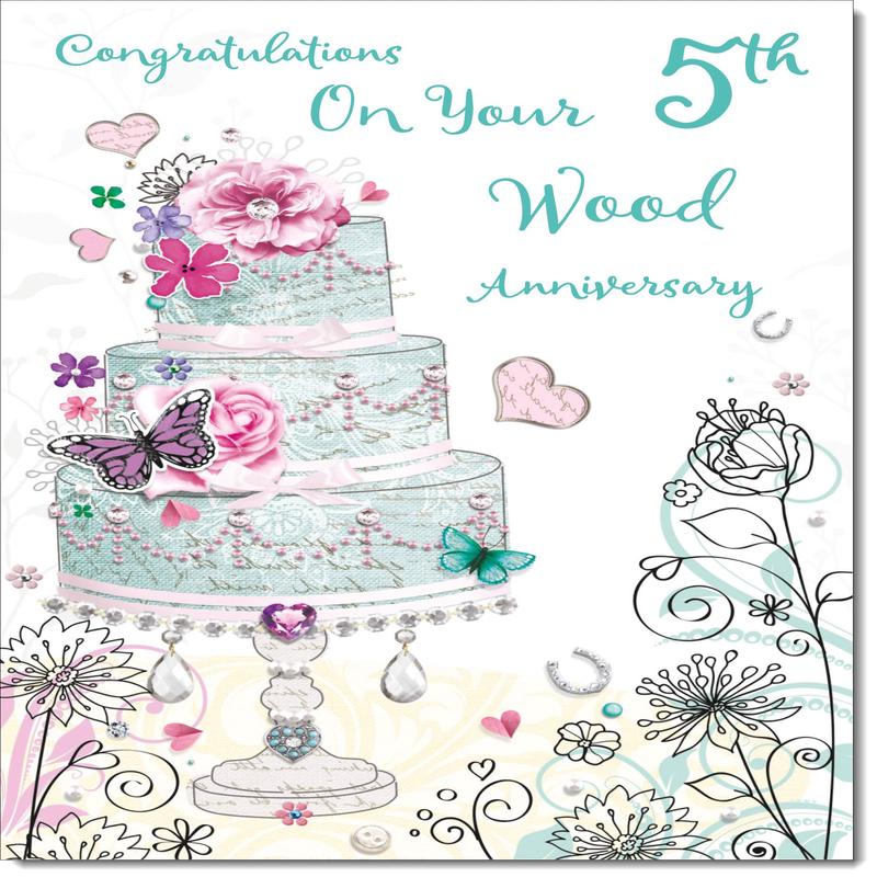 Your Wood 5th Wedding Anniversary Card Wedding Cake