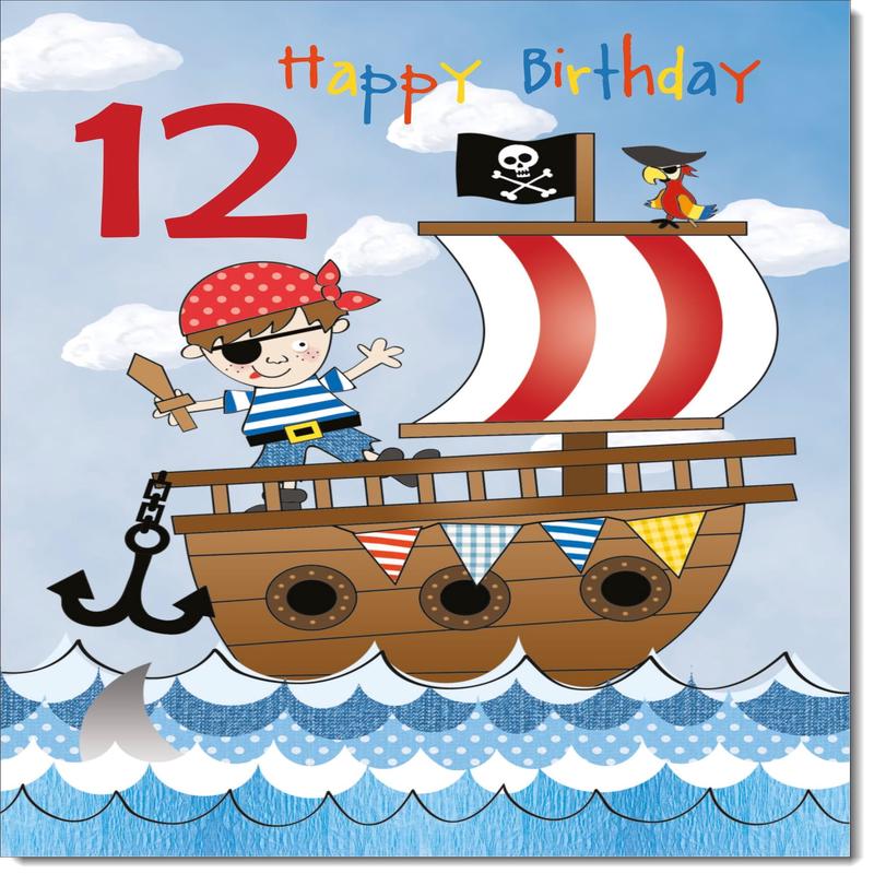 12th Birthday Card Age 12 for Boy Pirate