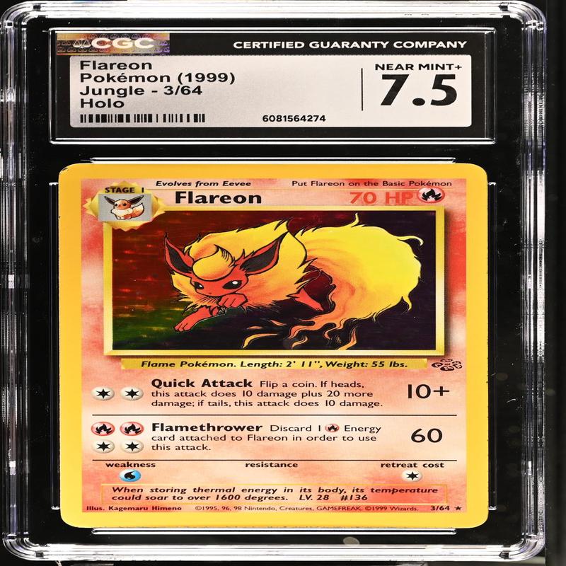 1999 Pokmon Jungle Flareon #3/64 Holo CGC 7.5