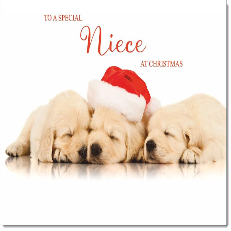 Niece Christmas Card Christmas Golden Retriever Puppies