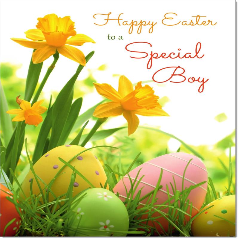 Special Boy Easter Card Daffodils with Eggs