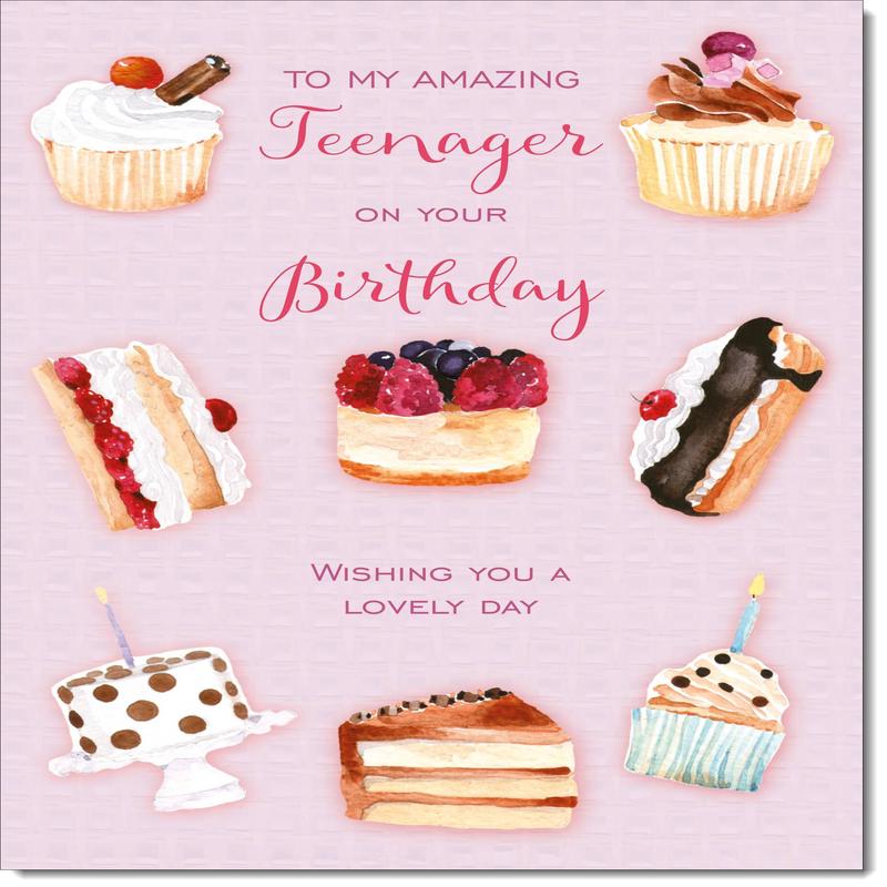 Teenager Birthday Card for Boy Cakes and Treats