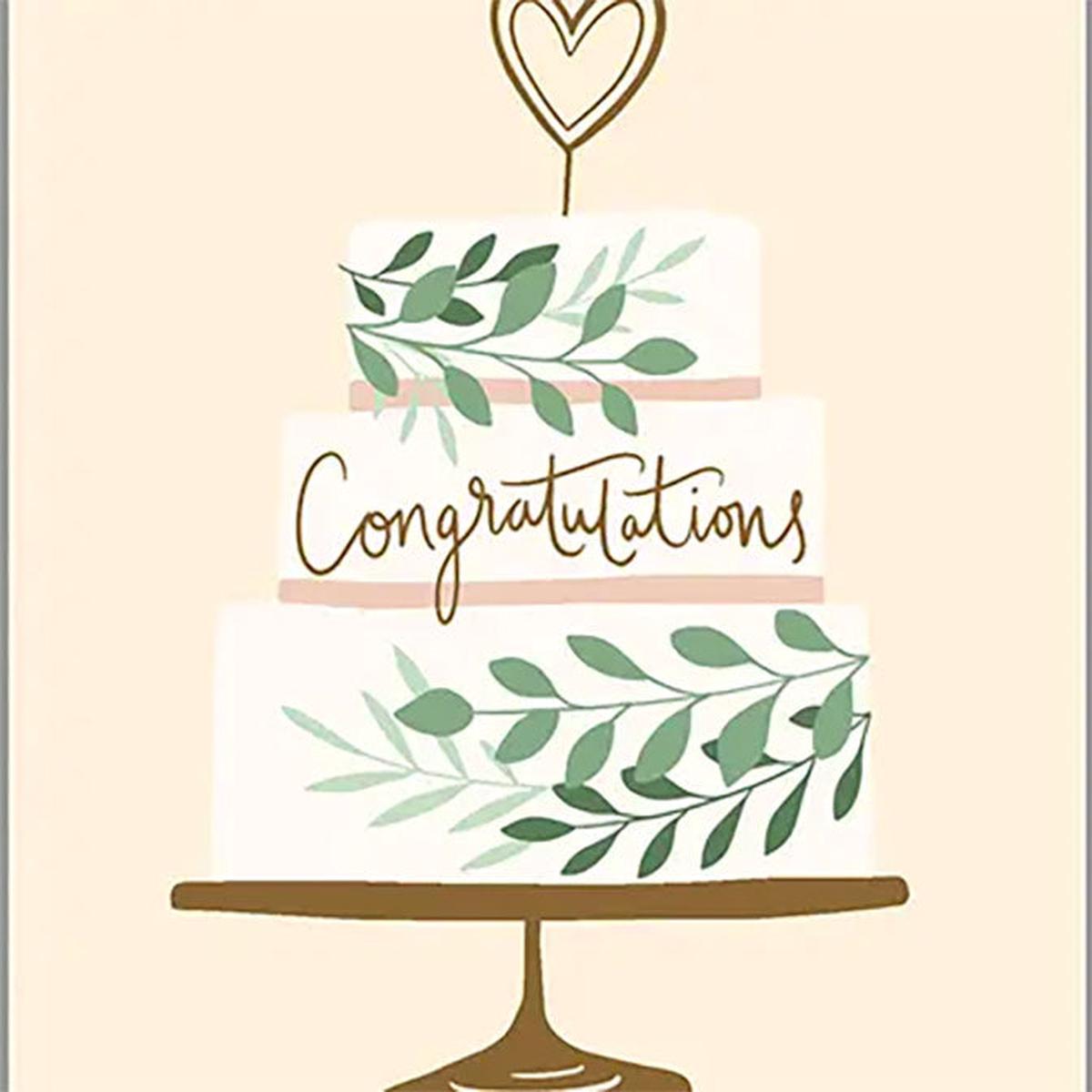 Wedding Greeting Card - Heart A Top Cake