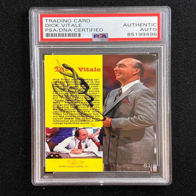 1994 Classic Games Dick Vitale Signed Card PSA Slabbed Auto Broadcaster