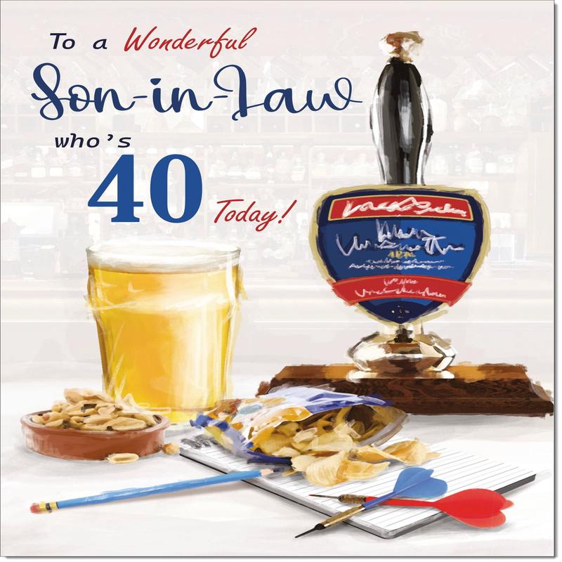 Son-in-Law 40th Birthday Card Age 40 Draft Beer