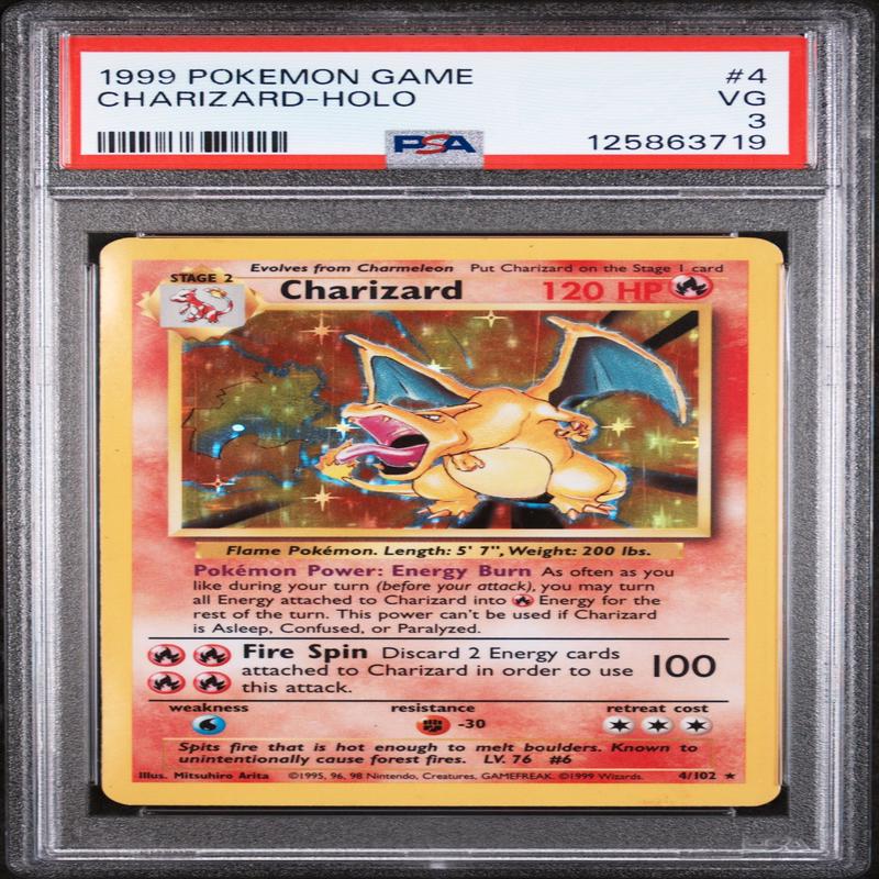 1999 Pokemon Base Set Holo Charizard #4 PSA 3