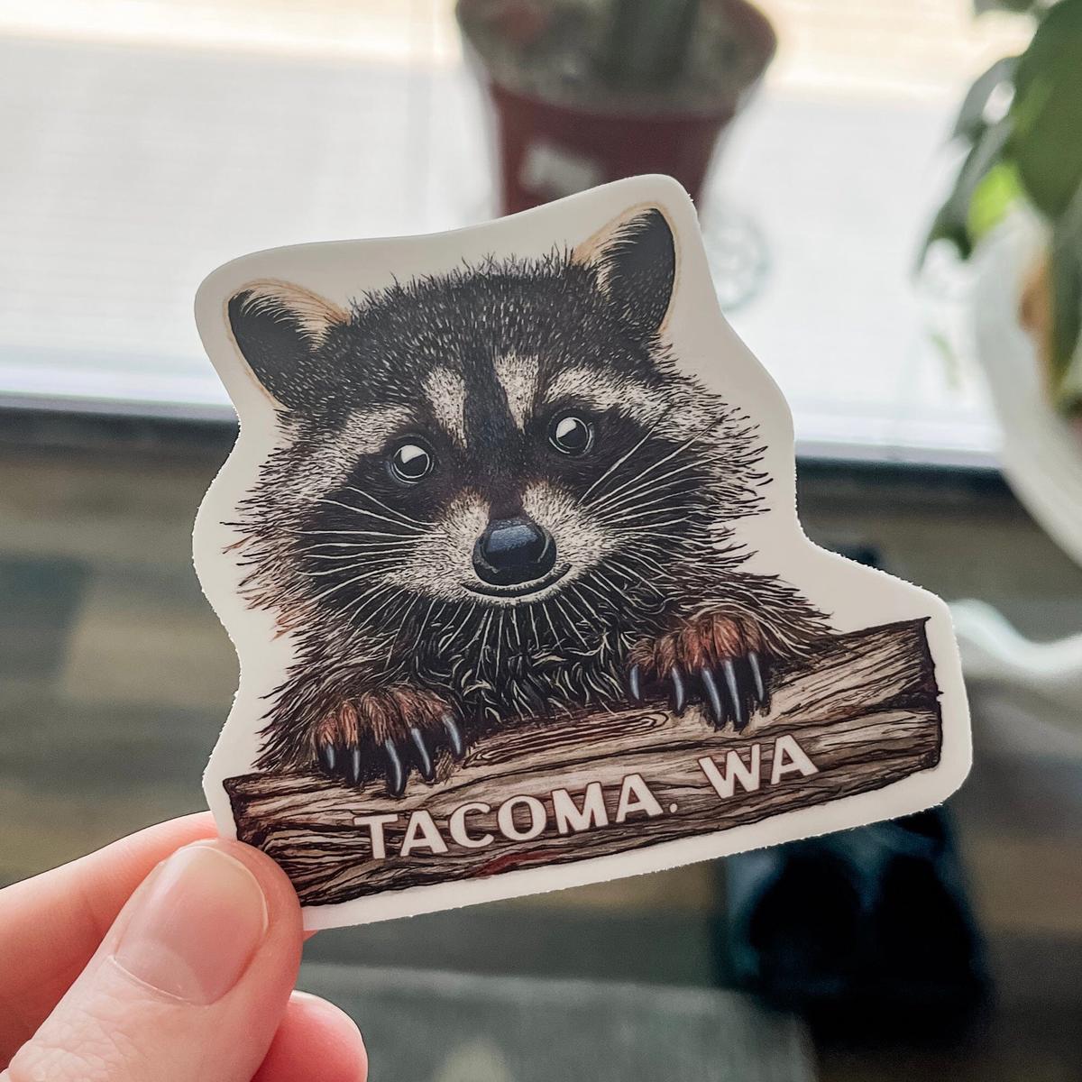 Rocky the Raccoon 3" Tacoma, WA Sticker