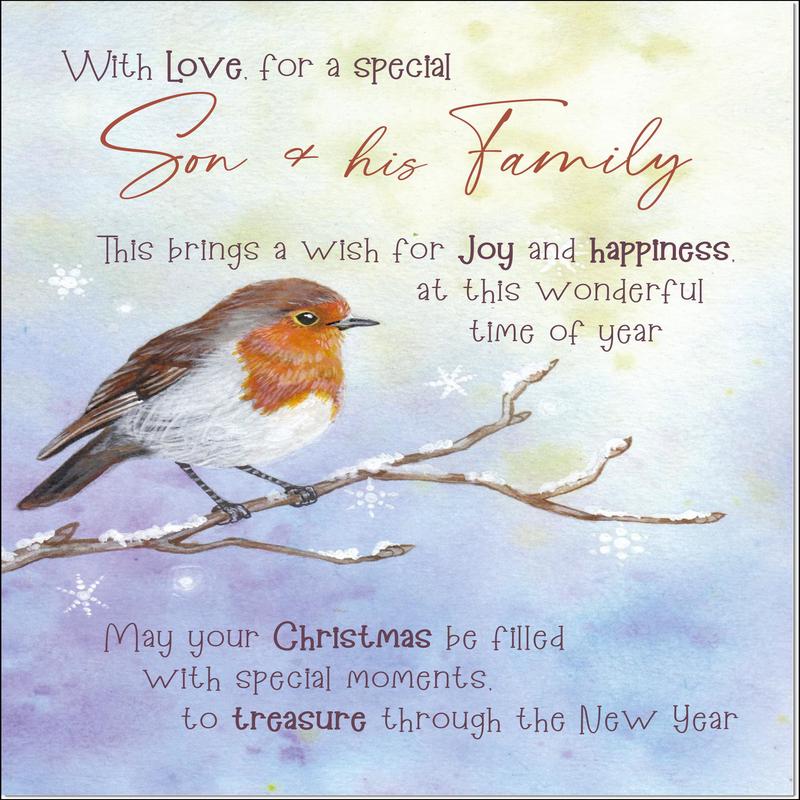 Son & Family Christmas Card Watercolour Robin In The Frost