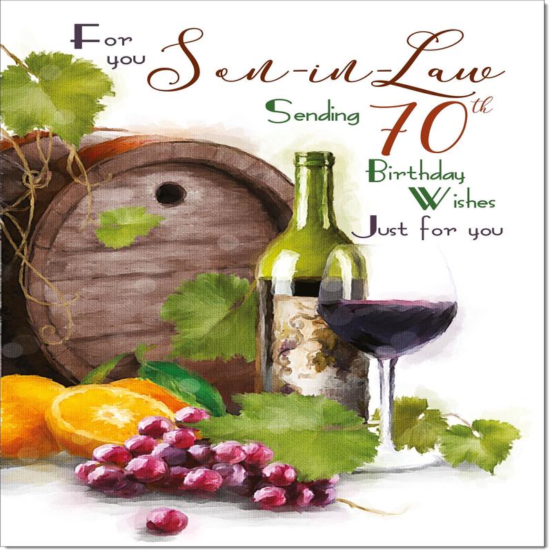 Son-in-Law 70th Birthday Card Age 70 Wine Vineyard