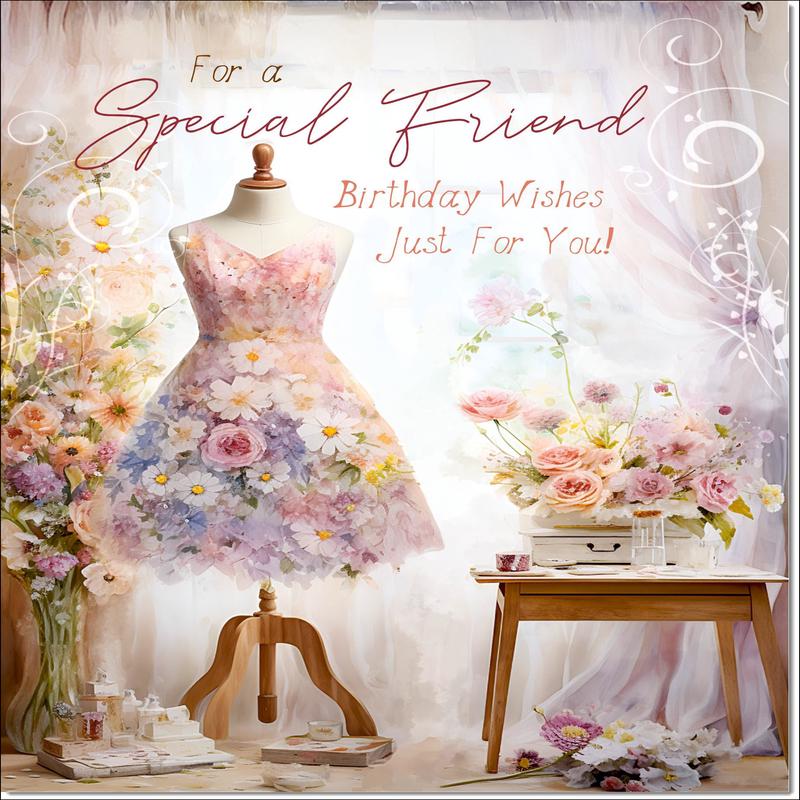 Special Friend Birthday Card Dress making