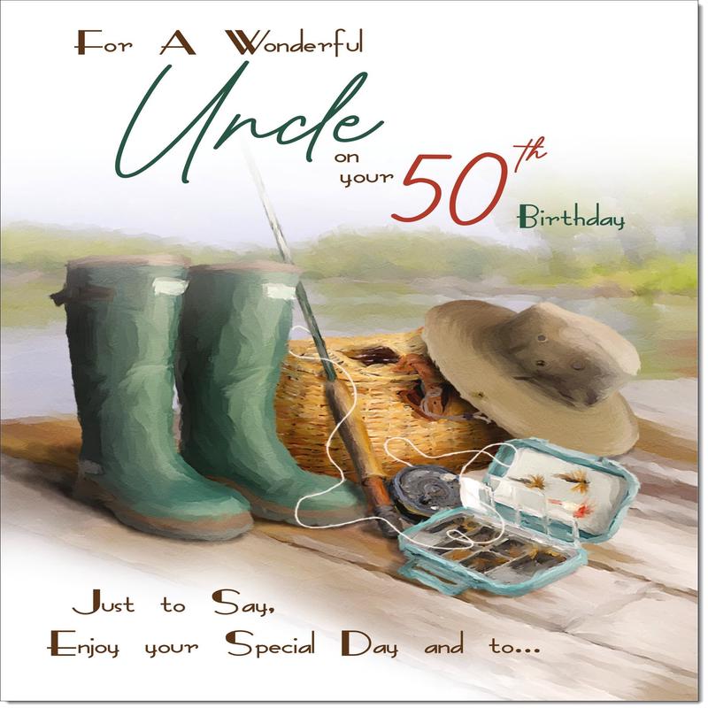 Uncle 50th Birthday Card Age 50 Fishing