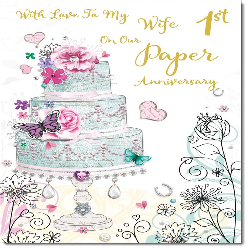 Wife Paper 1st Wedding Anniversary Card Wedding Cake