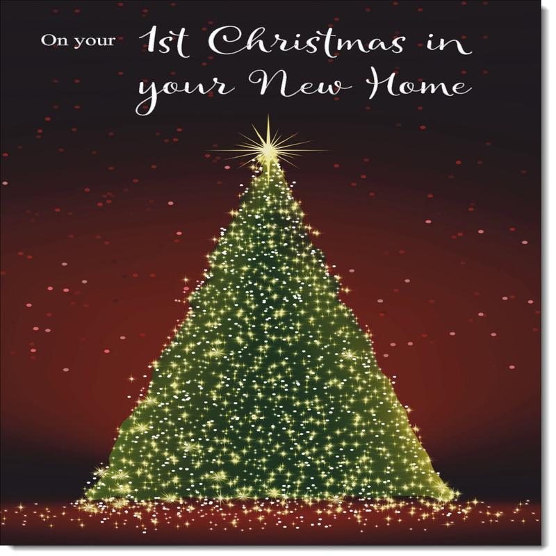 1st Christmas in New Home Card Green Christmas Tree